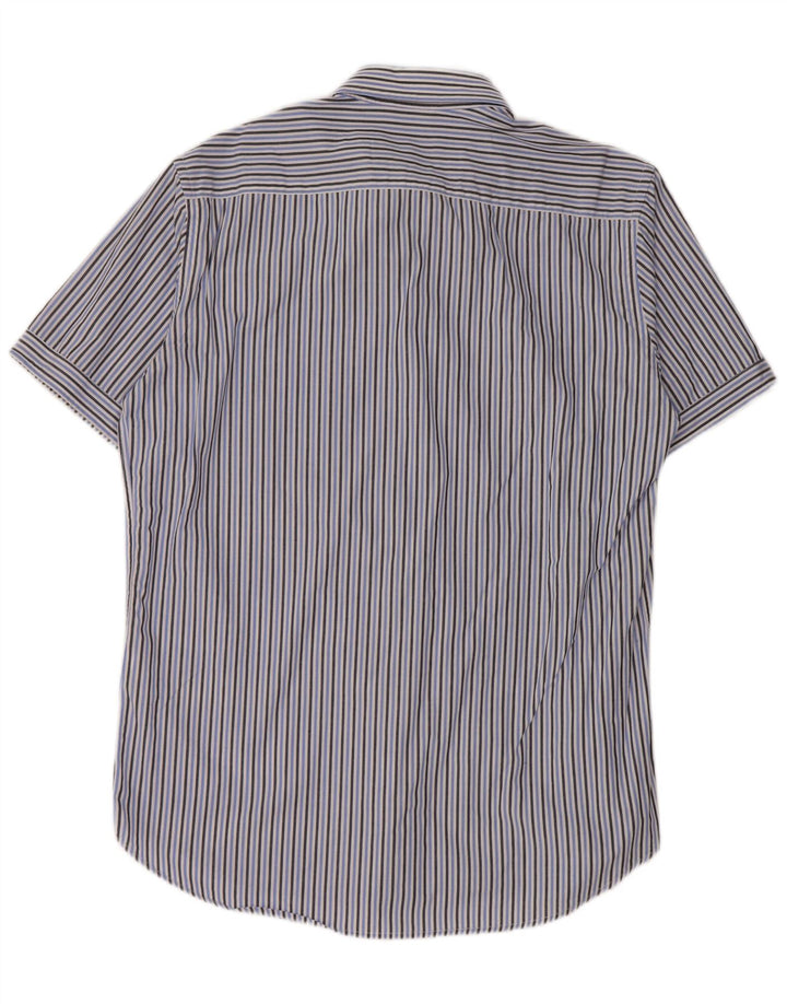 Carrera Herren-Hemd, kurzärmelig, normale Passform, groß, blau gestreift, Baumwolle