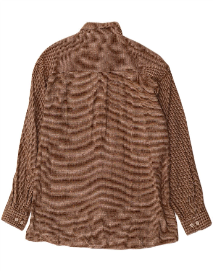 Vintage Herrenhemd Größe 43 XL Braune Hahnentritt-Baumwolle