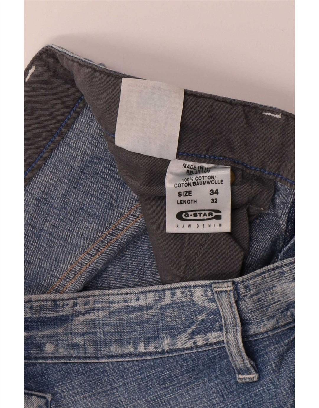 G-Star Herren Cargo Straight Jeans W34 L32 Blaue Baumwolle