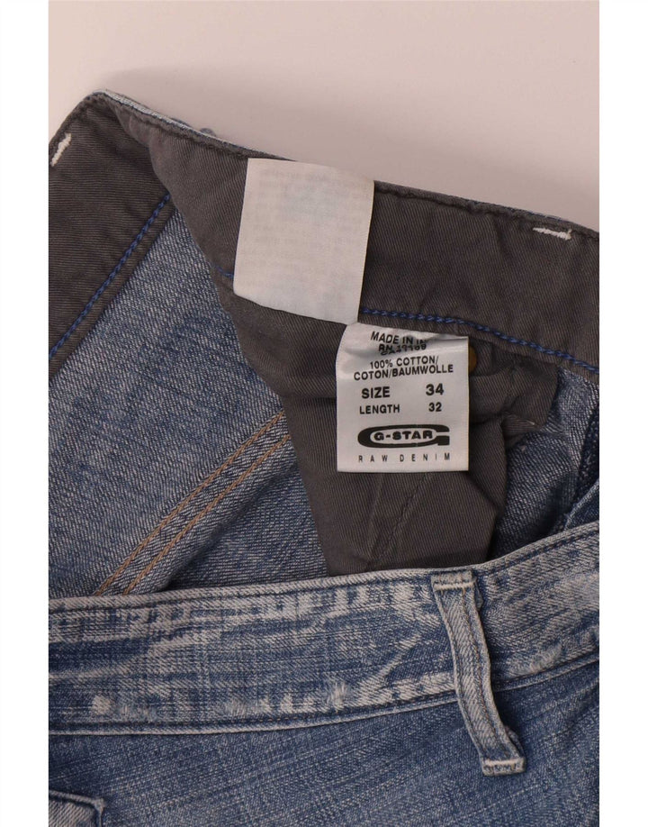 G-Star Herren Cargo Straight Jeans W34 L32 Blaue Baumwolle