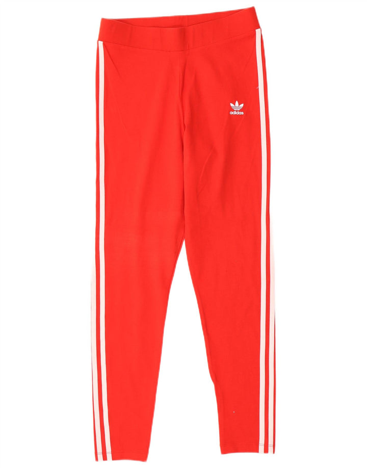 Adidas Damen Leggings UK 14 Mittelrote Baumwolle