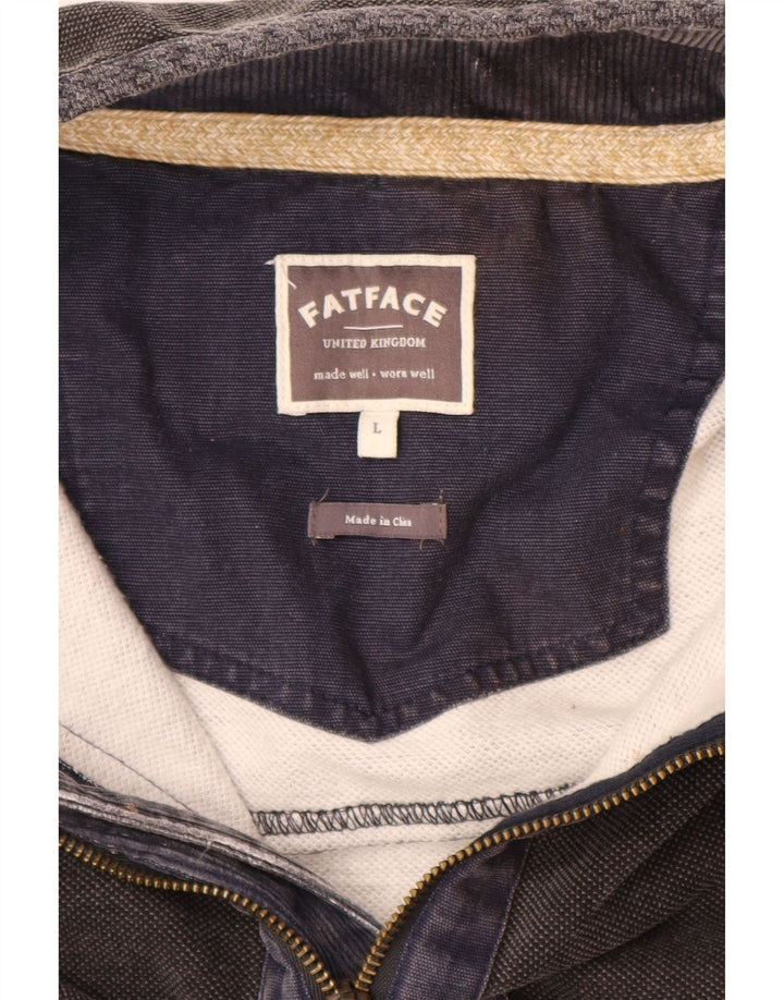 Fat Face Herren-Sweatshirt mit Reißverschluss am Hals, groß, aus grauer Baumwolle