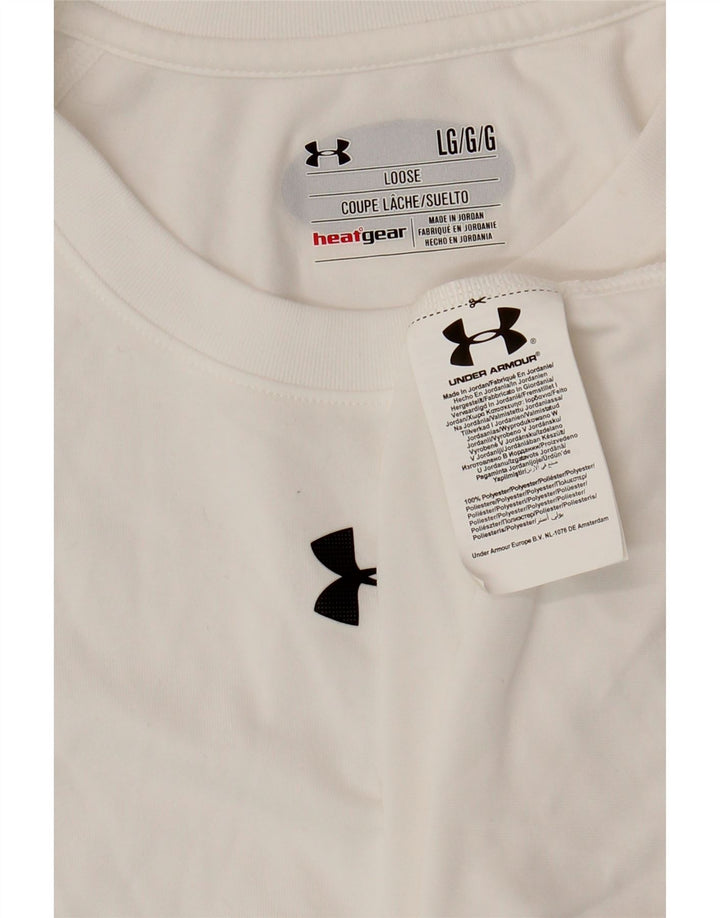 UNDER ARMOUR Herren Heat Gear T-Shirt Top Large Weiß Polyester