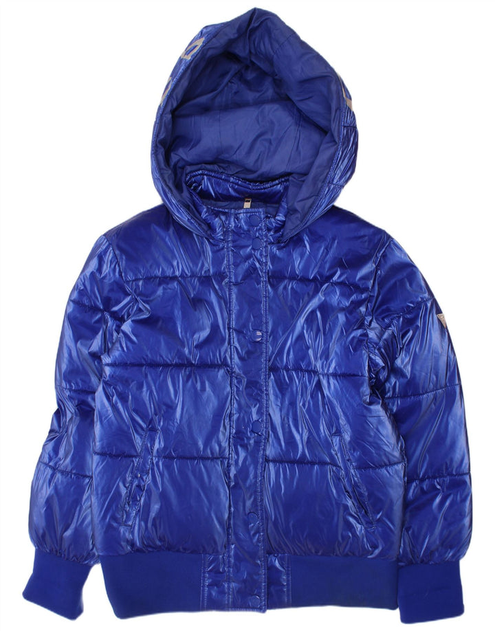 Guess Wattierte Jacke mit grafischer Kapuze für Mädchen, 9–10 Jahre, blaues Polyester
