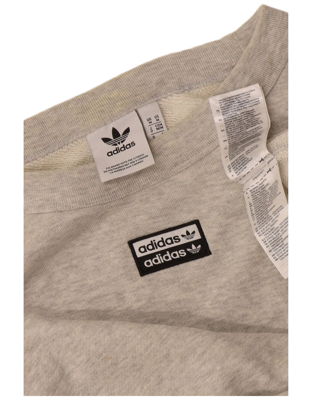 Adidas Herren-Sweatshirt mit lockerer Passform, mittelgrau gefleckte Baumwolle