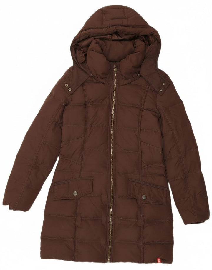 EDC Wattierter Damenmantel mit Kapuze, UK 14, Mittelbraun, Polyester