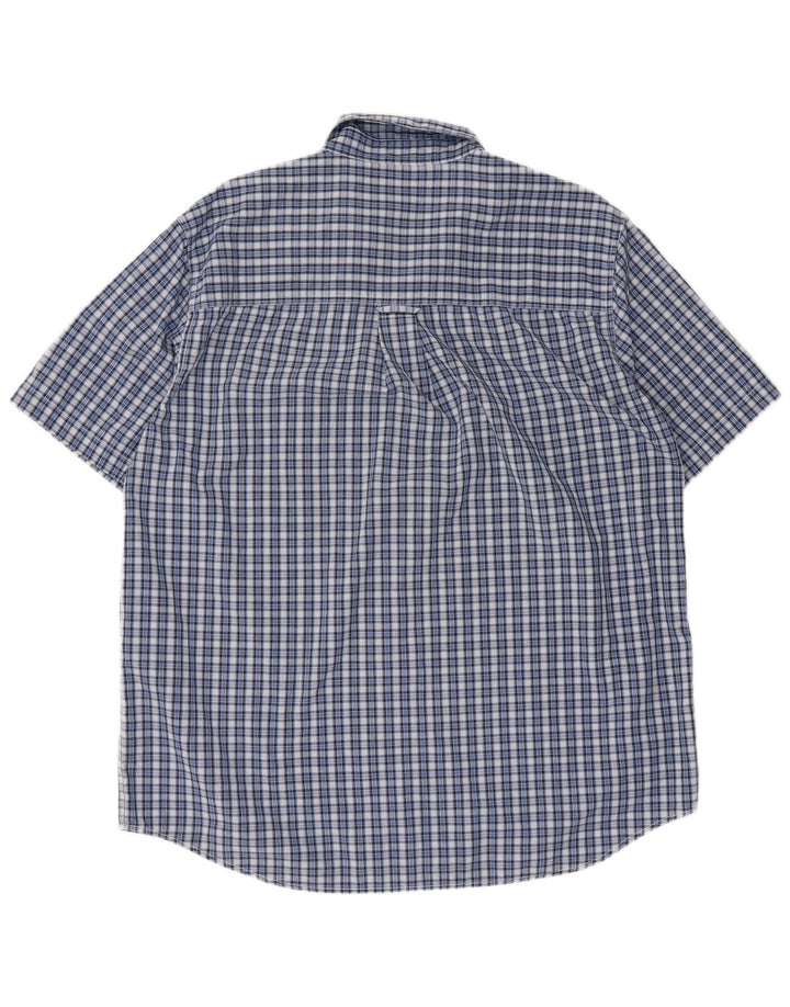 Chaps Herren-Hemd, pflegeleicht, kurzärmelig, groß, blau kariert, Baumwolle