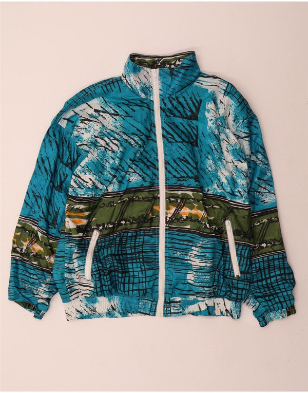 VINTAGE Übergroße Trainingsjacke für Damen, UK 16, Größe L, Blau