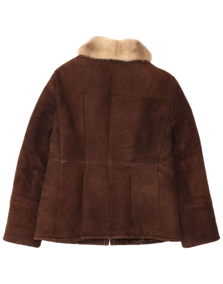 Vintage Damen Lammfelljacke UK 14 Mittelbraun