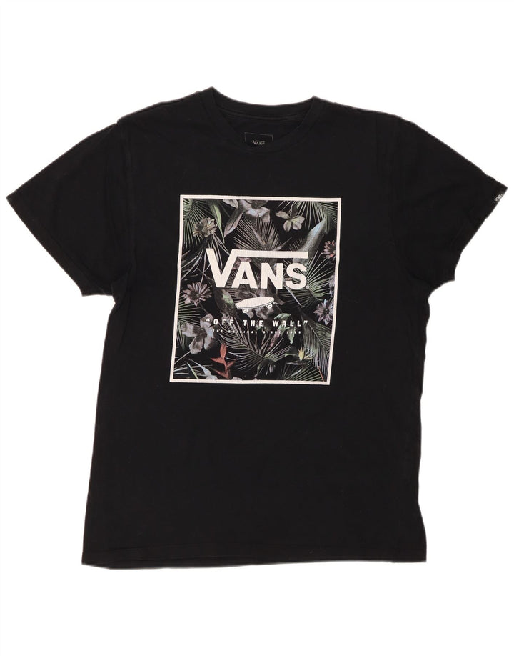 VANS Herren Custom Fit Grafik-T-Shirt-Oberteil aus mittelschwarzer Baumwolle
