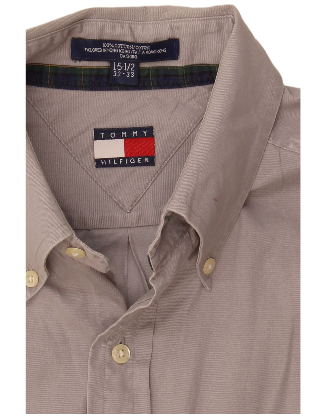 Tommy Hilfiger Herrenhemd Größe 15 1/2 mittelgraue Baumwolle