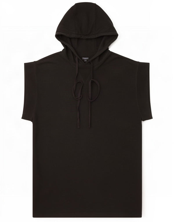 Zara Damen Kurzarm-Overall-Hoodie-Kleid UK 10 Small Schwarze Baumwolle