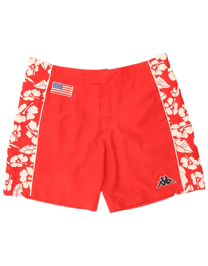 Kappa Herren-Badeshorts mit Grafik, groß, rotes Blumenmuster, Polyester