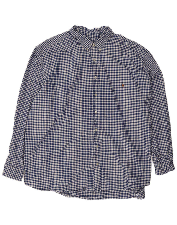 Polo Ralph Lauren Herren-Hemd mit lockerer Passform, 4XL, blaues Gingham-Baumwolle