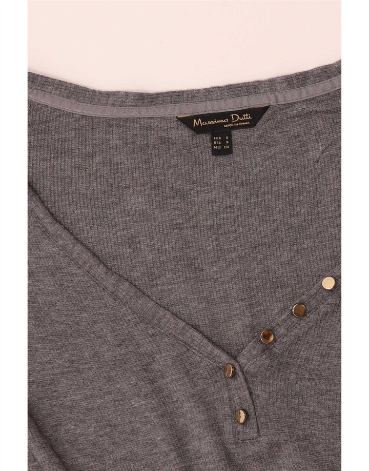 Massimo Dutti Damen Top Langarm UK 10 Small Grau