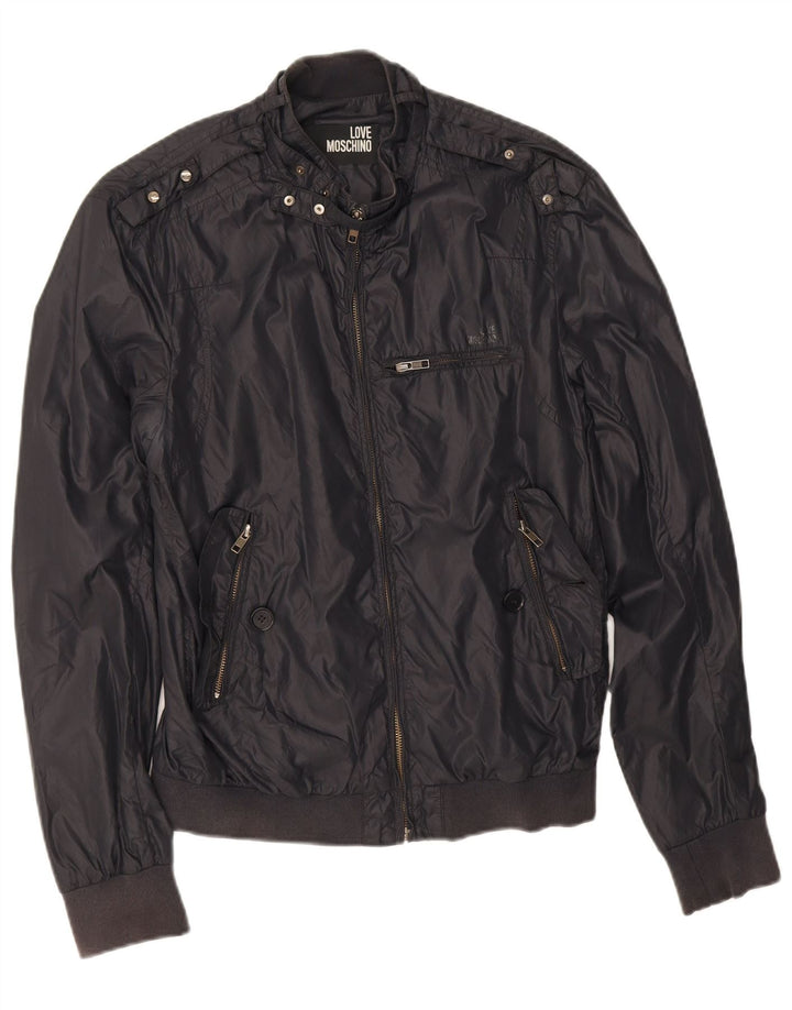 Moschino Herren Bomberjacke UK 38 Medium Schwarz Polyamid