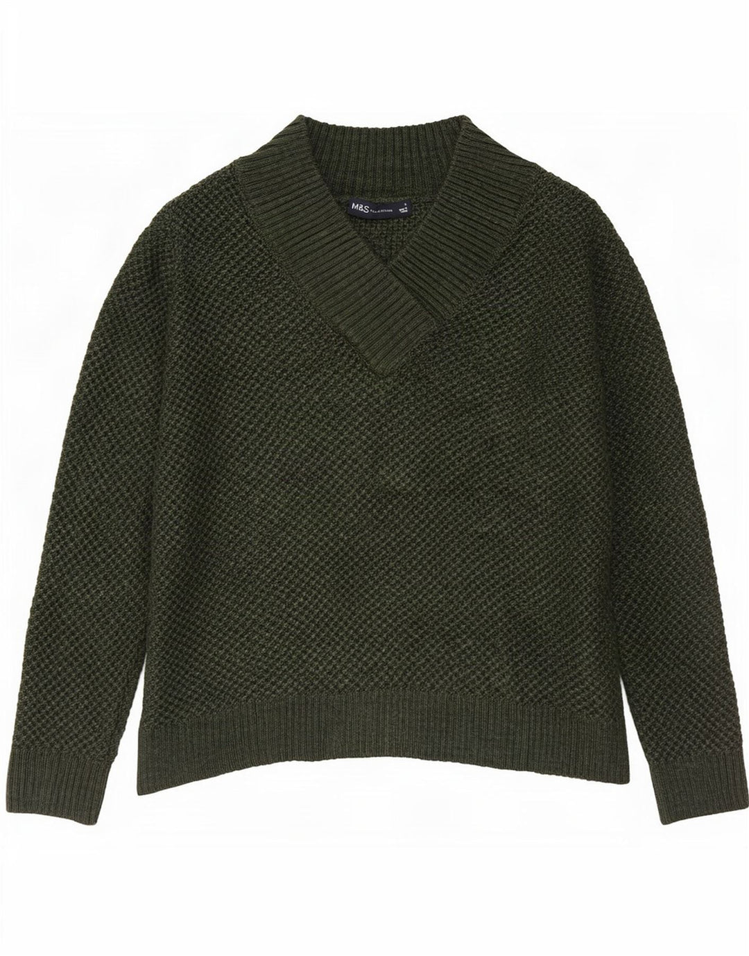 Marks & Spencer Herren-Pullover mit V-Ausschnitt, klein, grünes Acryl