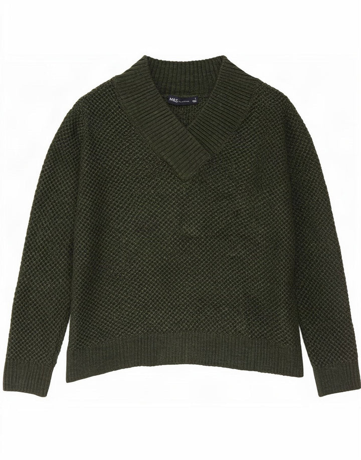 Marks & Spencer Herren-Pullover mit V-Ausschnitt, klein, grünes Acryl