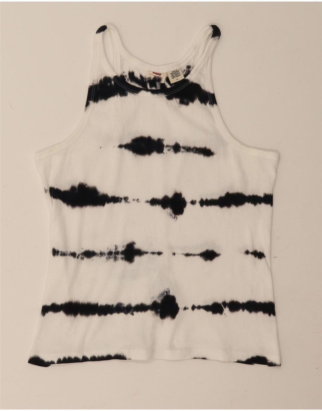 LEVI'S Womens Vest Top UK 14 Large White Tie Dye Cotton Vintage Levi's and Second-Hand Levi's from Messina Hembry 