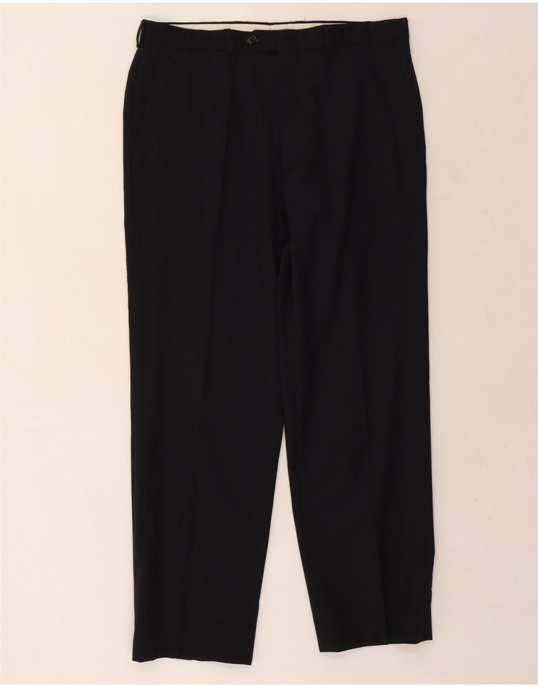 Gerade Herren-Anzughose von Marks & Spencer, W34, L29, marineblaue Wolle