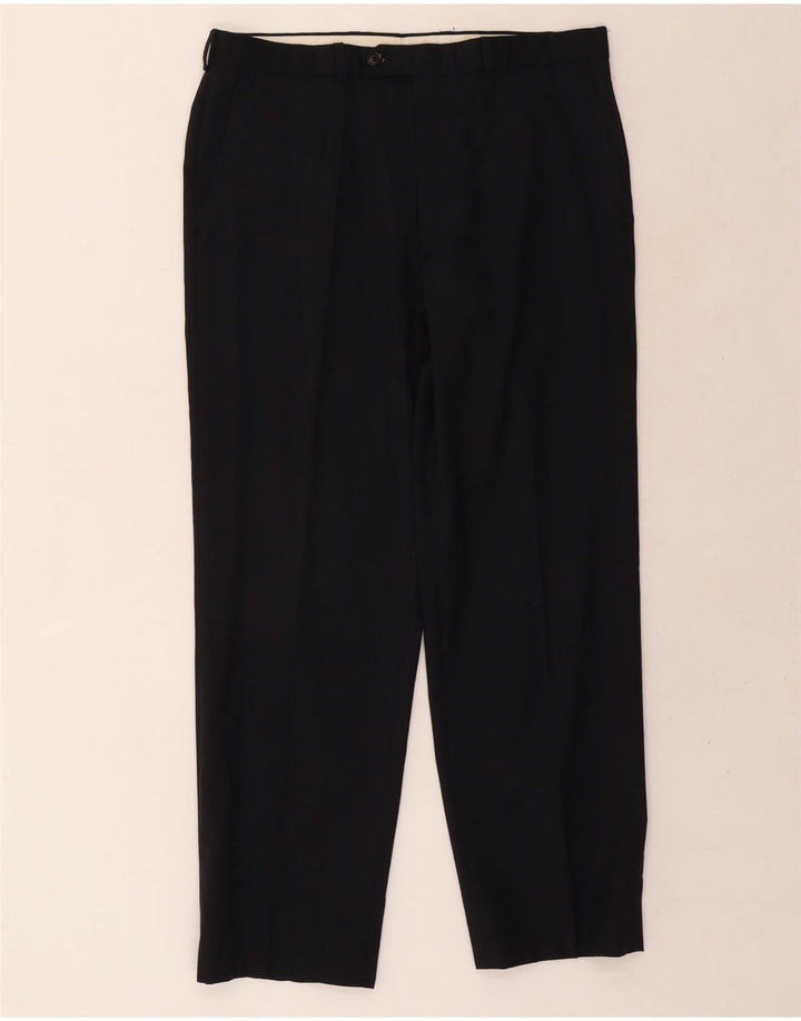 Gerade Herren-Anzughose von Marks & Spencer, W34, L29, marineblaue Wolle