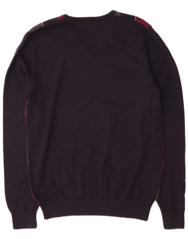 Fred Perry Herren-Pullover mit V-Ausschnitt, mittelblau, Argyle/Diamant