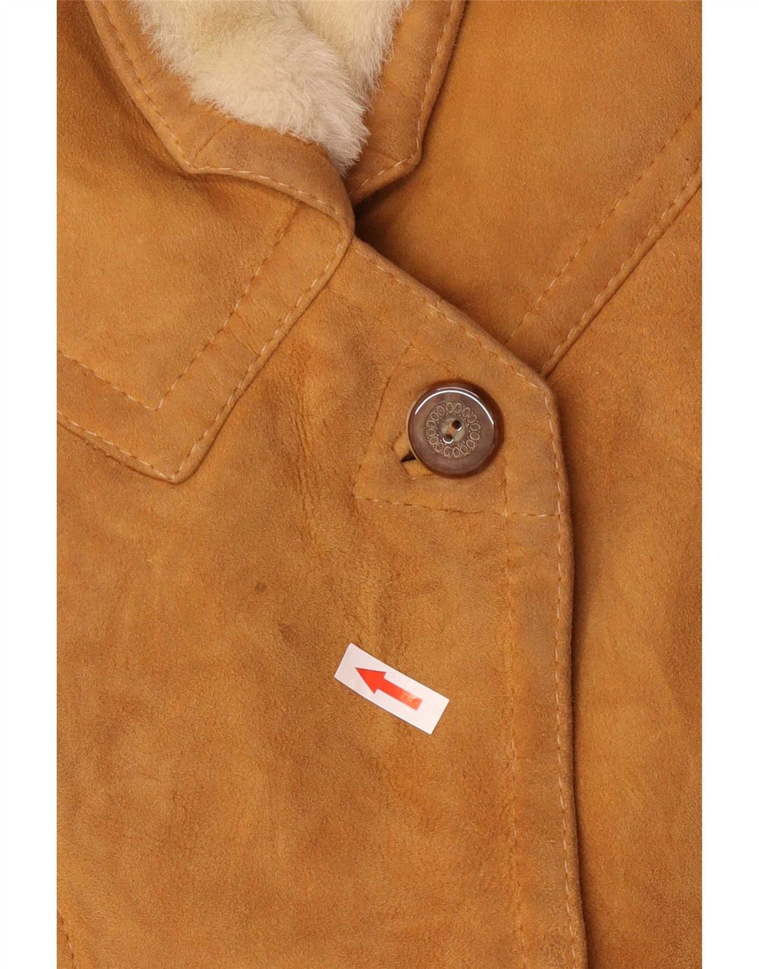 Vintage Damen Übergroße Lammfelljacke IT 42 Mittelbrauner Farbblock