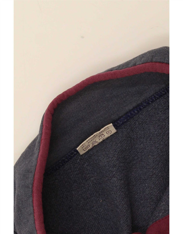 Roby Herren-Sweatshirt mit Knopfkragen, mittlerer marineblauer Farbblock-Baumwolle