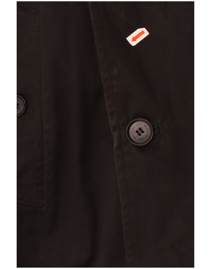 Moschino Herren Pea Coat UK 42 XL Schwarz Baumwolle