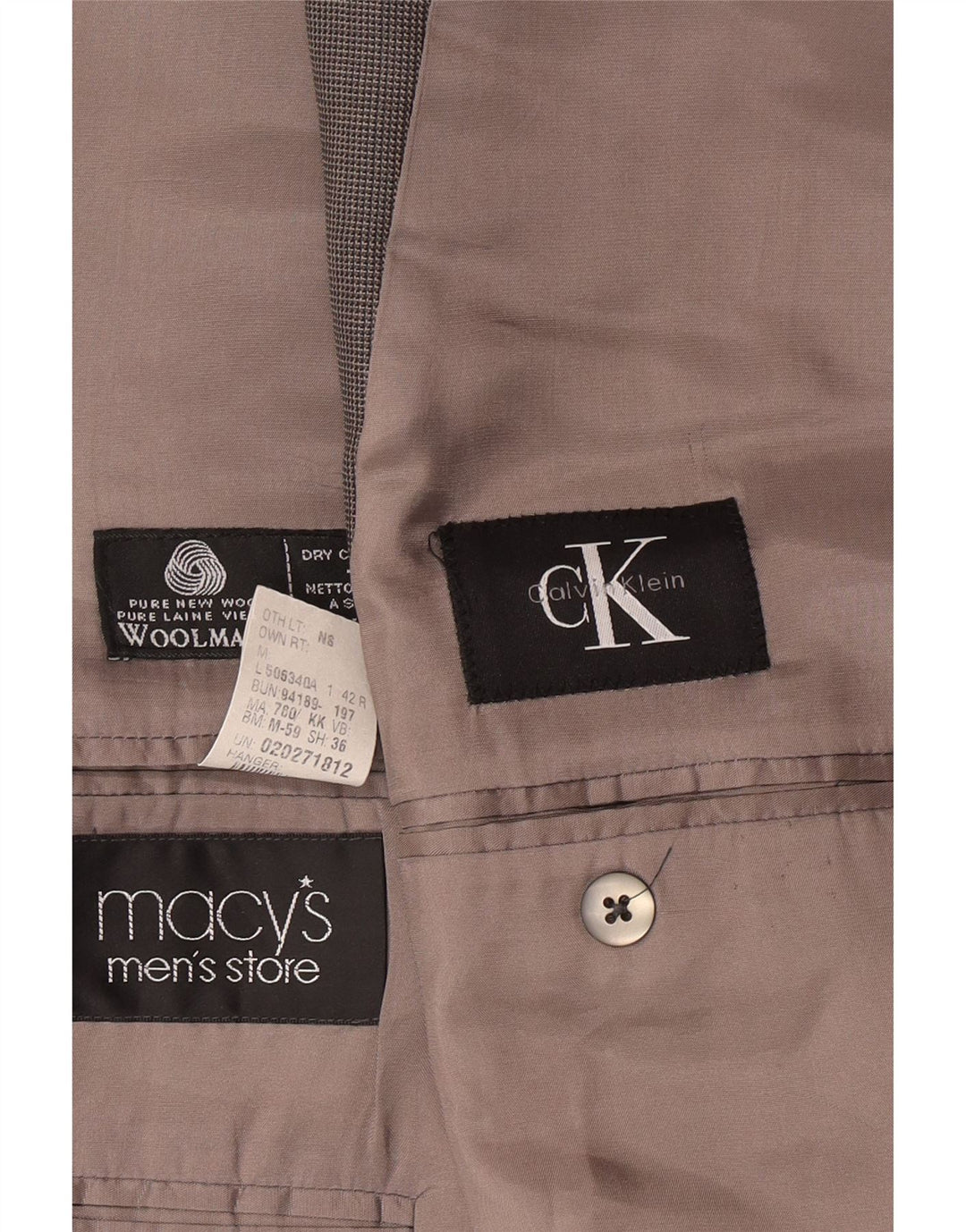 Calvin Klein Mens 3 Button Blazer Jacket UK 42 XL Grey Check Wool