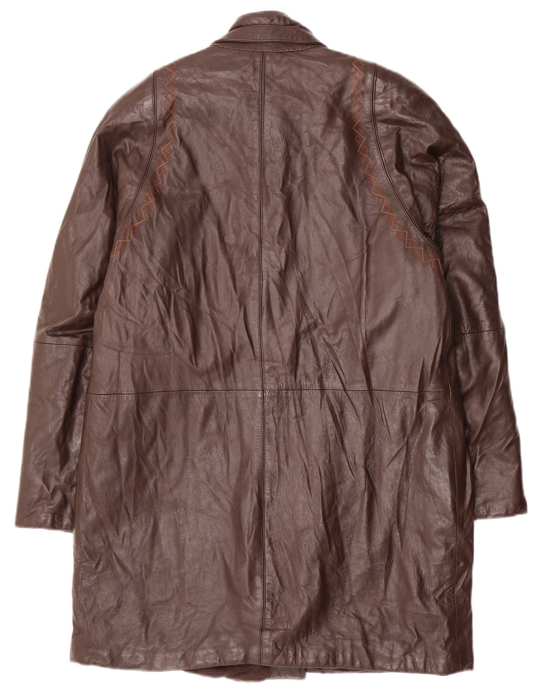 VINTAGE Damen Ledermantel UK 14 Mittelbraun