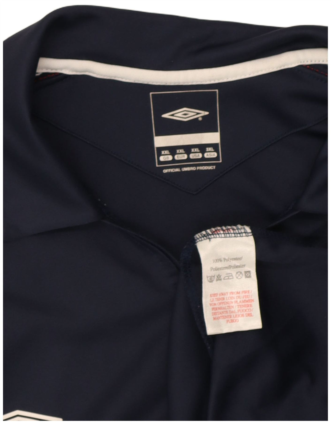 Umbro Herren-Poloshirt mit Reißverschluss, 2XL, Marineblau, Farbblock-Polyester