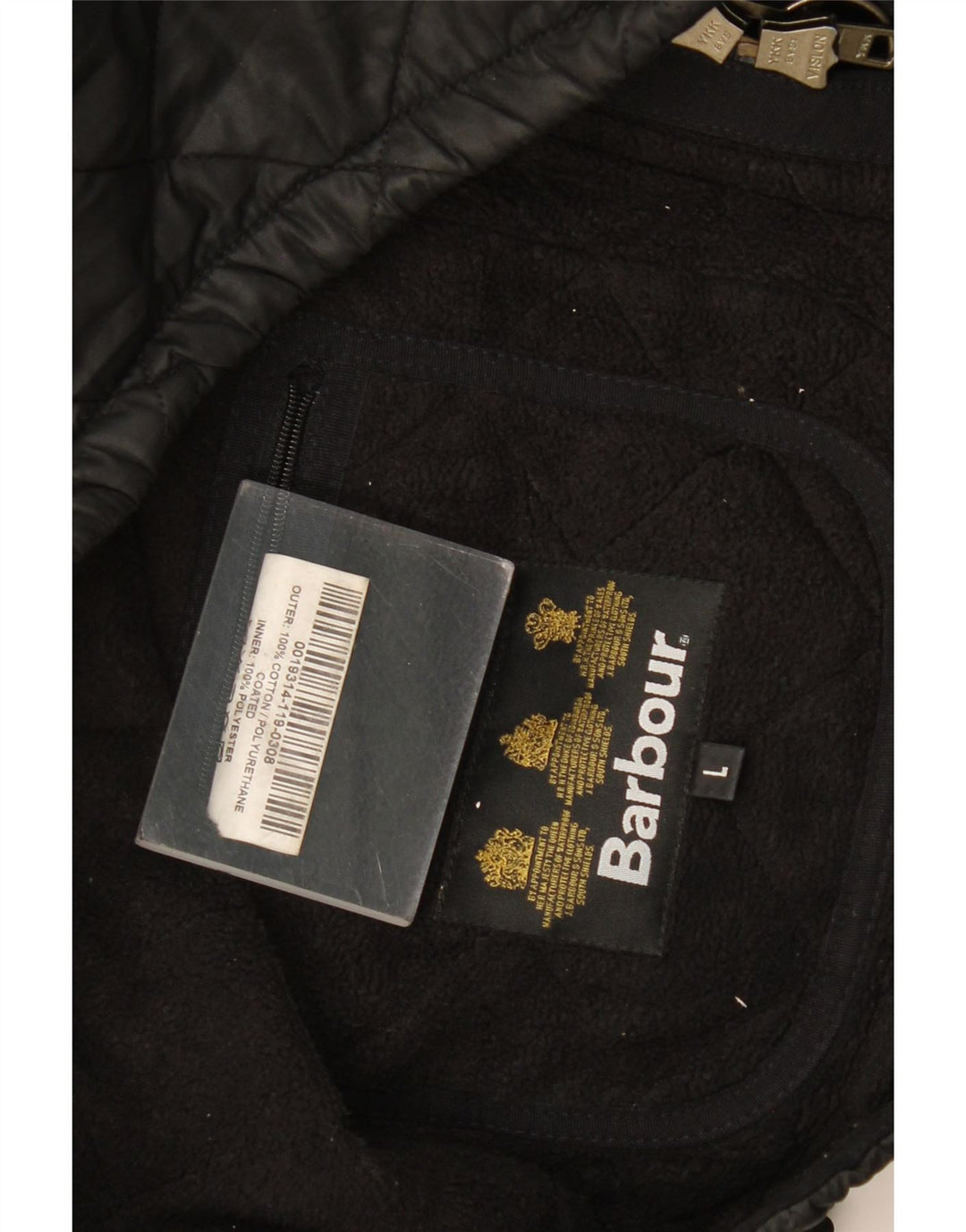 Barbour Herren Steppjacke UK 40 Große schwarze Baumwolle