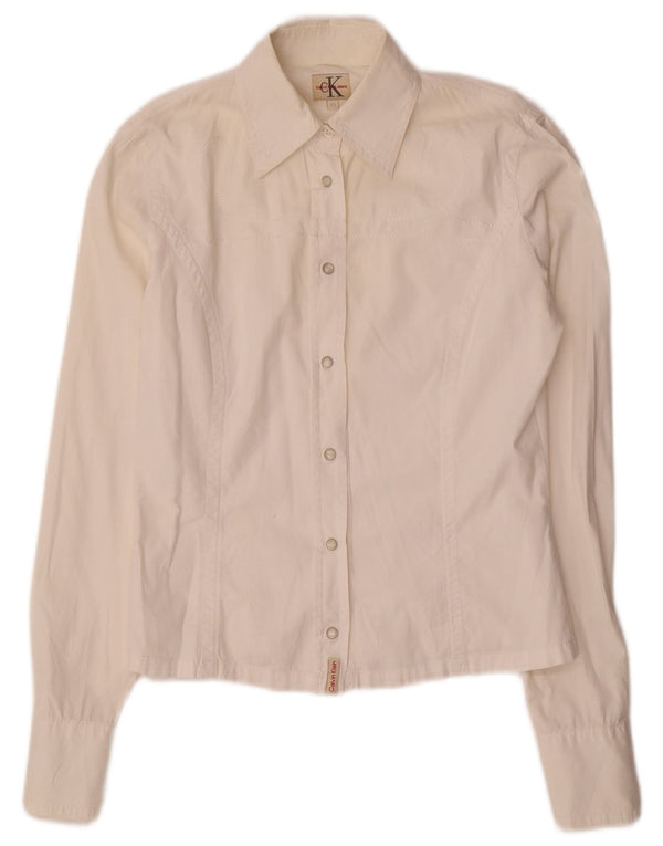 Calvin Klein Jeans Damen Hemd UK 6 XS Weiße Baumwolle