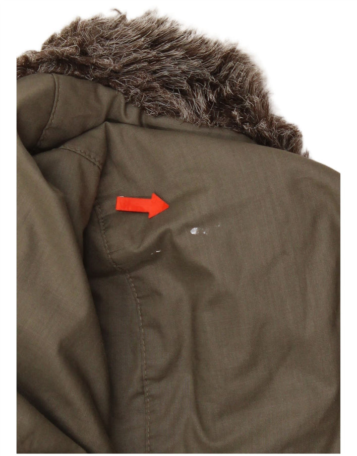 Vintage Damen Übergroßer Kapuzen-Dufflecoat EU 36 Small Khaki