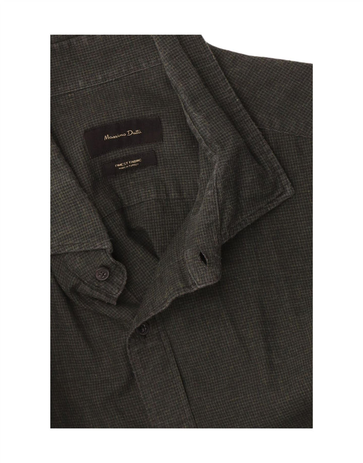 Massimo Dutti Herrenhemd Mittelgrünes Hahnentrittmuster