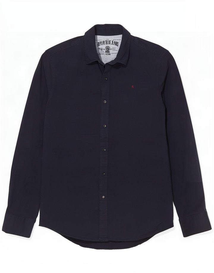 Replay Herren-Hemd aus Baumwolle in mittlerem Marineblau