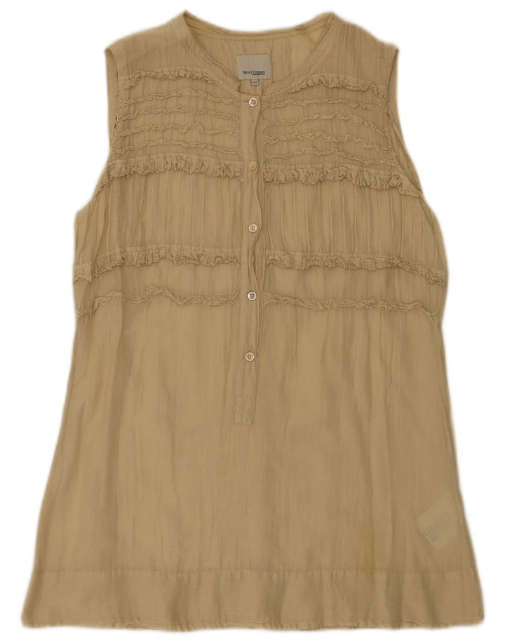Ärmelloses Tunika-Oberteil für Damen von Henry Cottons IT 44 Mittelbeige Baumwolle