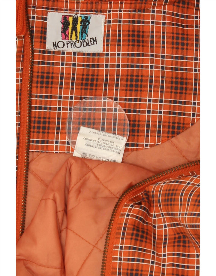 NO PROBLEM Womens Longline Gilet UK 14 Large  Orange Check Polyamide