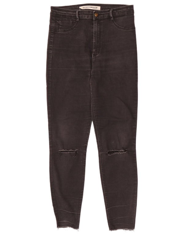 Zara Damen High Waist Distressed Skinny Jeans EU 42 Large W32 L28 Schwarz