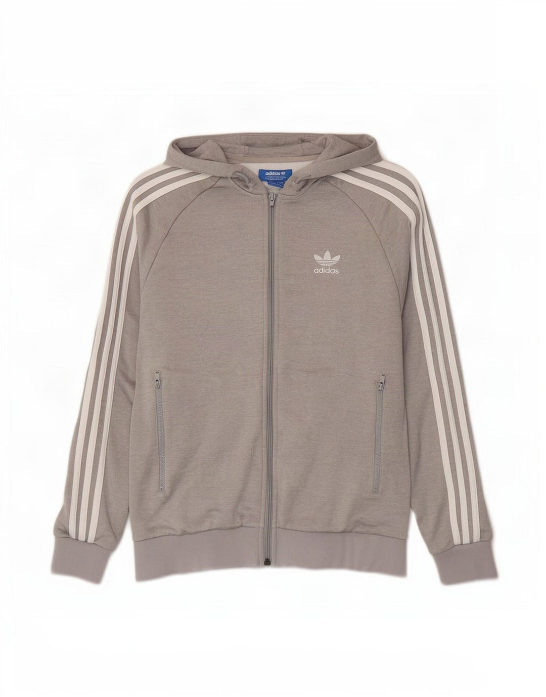 Adidas Herren-Kapuzenpullover mit Reißverschluss, klein, grau, Polyester
