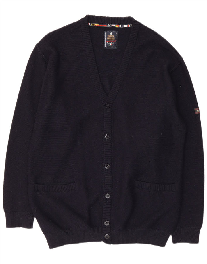 GREEN COAST Herren-Strickjacke IT 54 XL Marineblaue Merinowolle