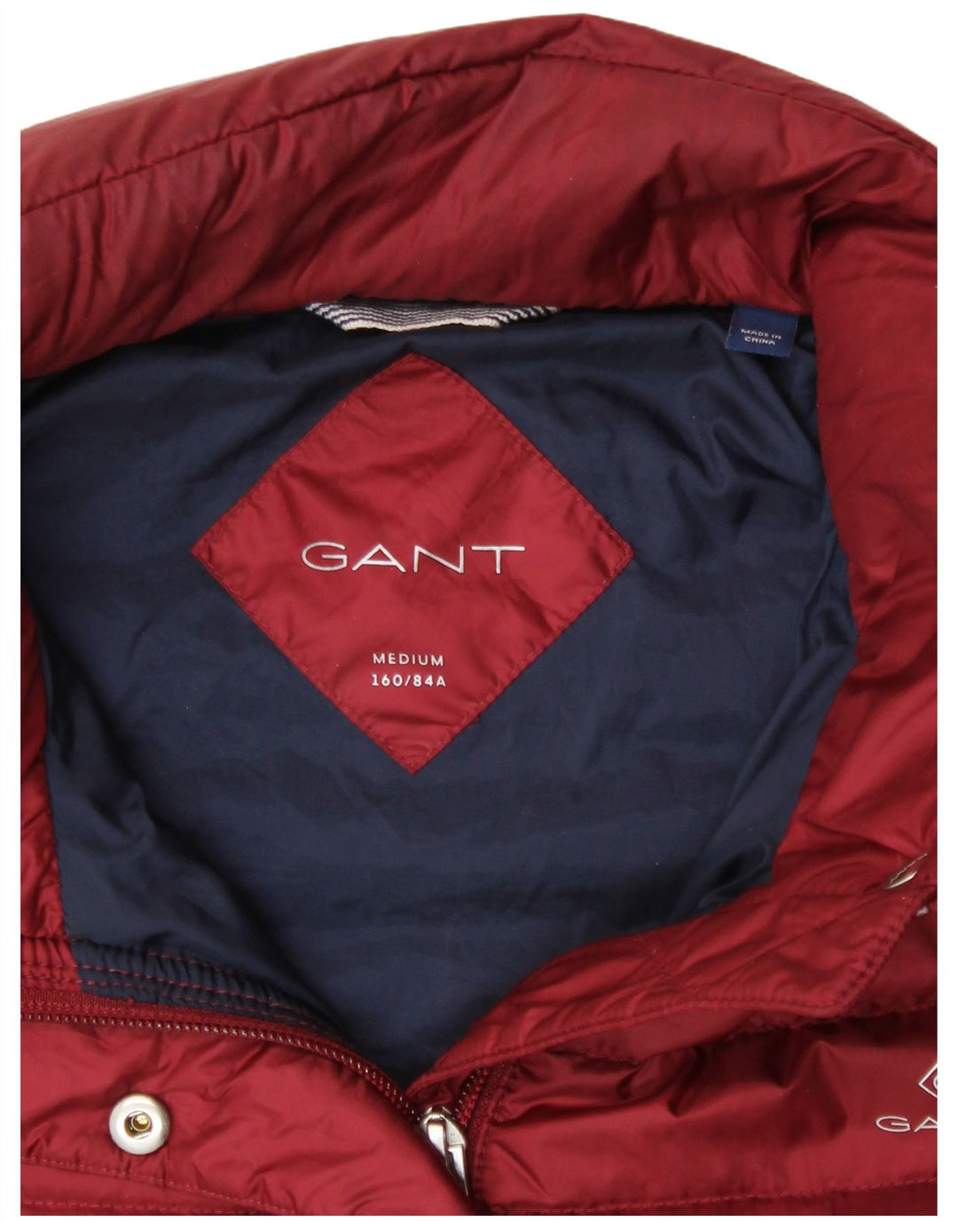 Gant Wattierte Damenjacke mit Kapuze, UK 14, mittleres Burgunderrot, Polyester