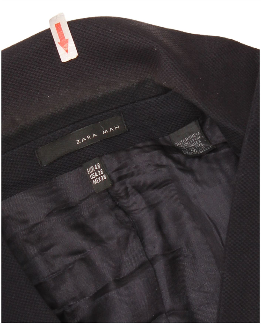 Zara Herren-Blazer mit 2 Knöpfen, EU 48, mittelmarineblaue Baumwolle