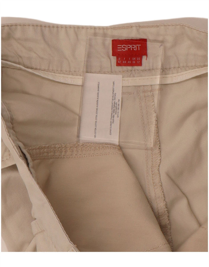 ESPRIT Gerade geschnittene Damenhose, UK 16, Größe L, W34, L26, Beige, Baumwolle