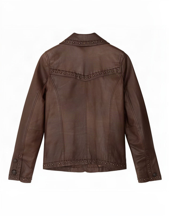 David Moore Womens Leather Jacket UK 12 Medium Brown