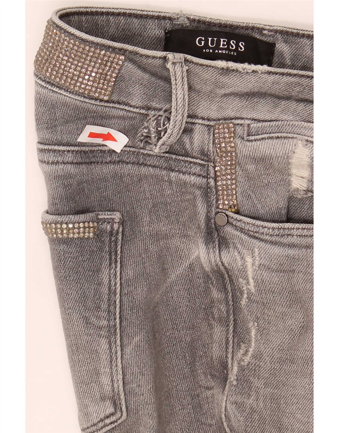 Guess Damen Distressed Jegging Skinny Jeans W26 L28 Grau