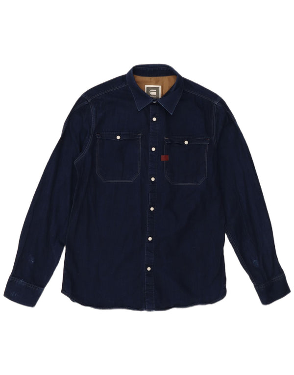 G-Star Herren-Jeanshemd aus mittelblauer Baumwolle in Marineblau