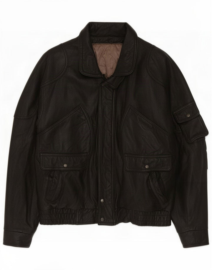 Vintage Herren Lederjacke UK 38 Medium Schwarz