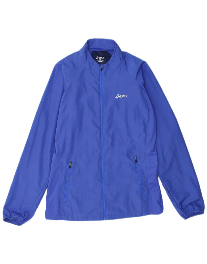 ASICS Damen-Trainingsanzug-Top-Jacke UK 12 Mittelblaues Polyester